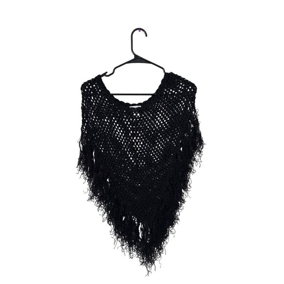 VTG Charlotte Russe Womens Size S Juniors Fringe Cover Up Shaw Y2K Boho Crotched - Picture 1 of 6